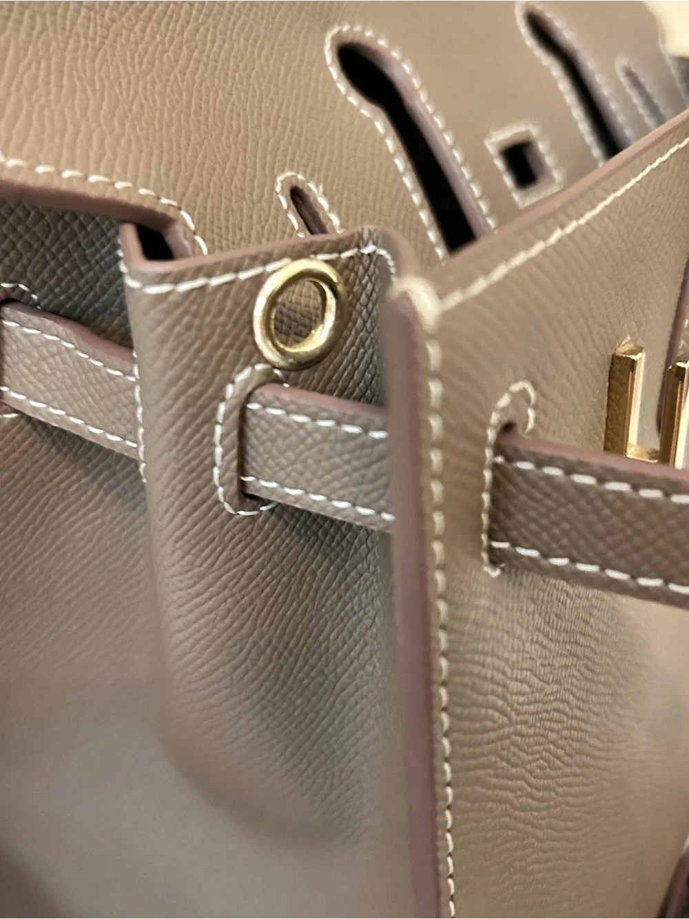 25cm Etaupe Epsom Top Handle Leather Satchel
